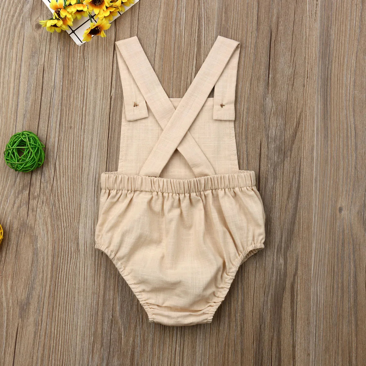 Beige Baby Sommar Body med Hängsle