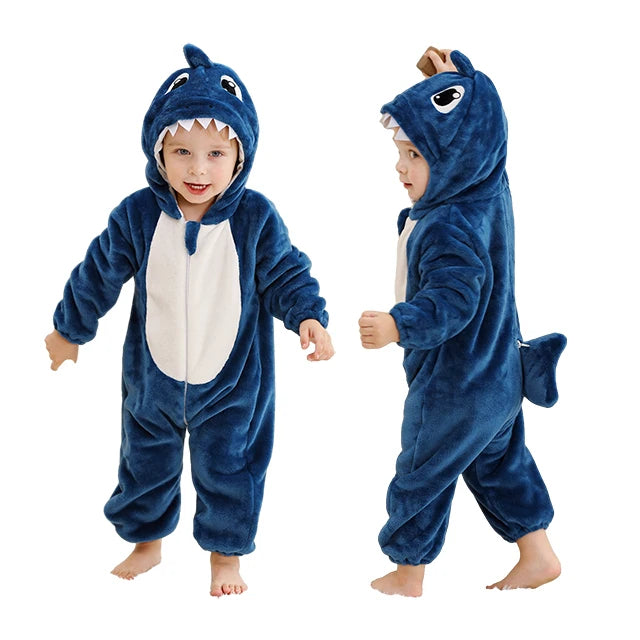 Mysig haj babyromper med tänder och fenor, perfekt för maskerad